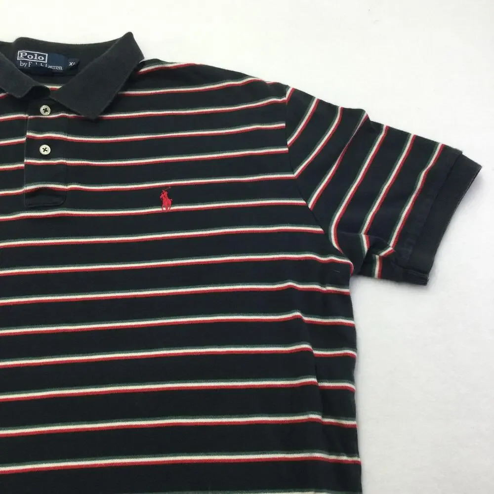 Polo By Ralph Lauren Polo Shirt Mens XL Blue Striped Short Sleeve Casual Cotton
